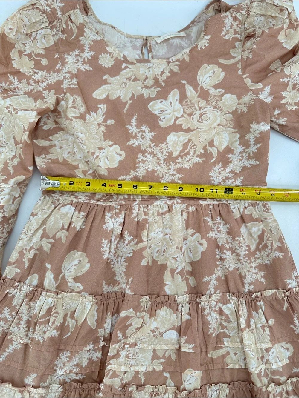 LOVESHACKFANCY Lienzo Mini Dress Floral Espresso Foam Cotton Size 6? - Picture 10 of 12